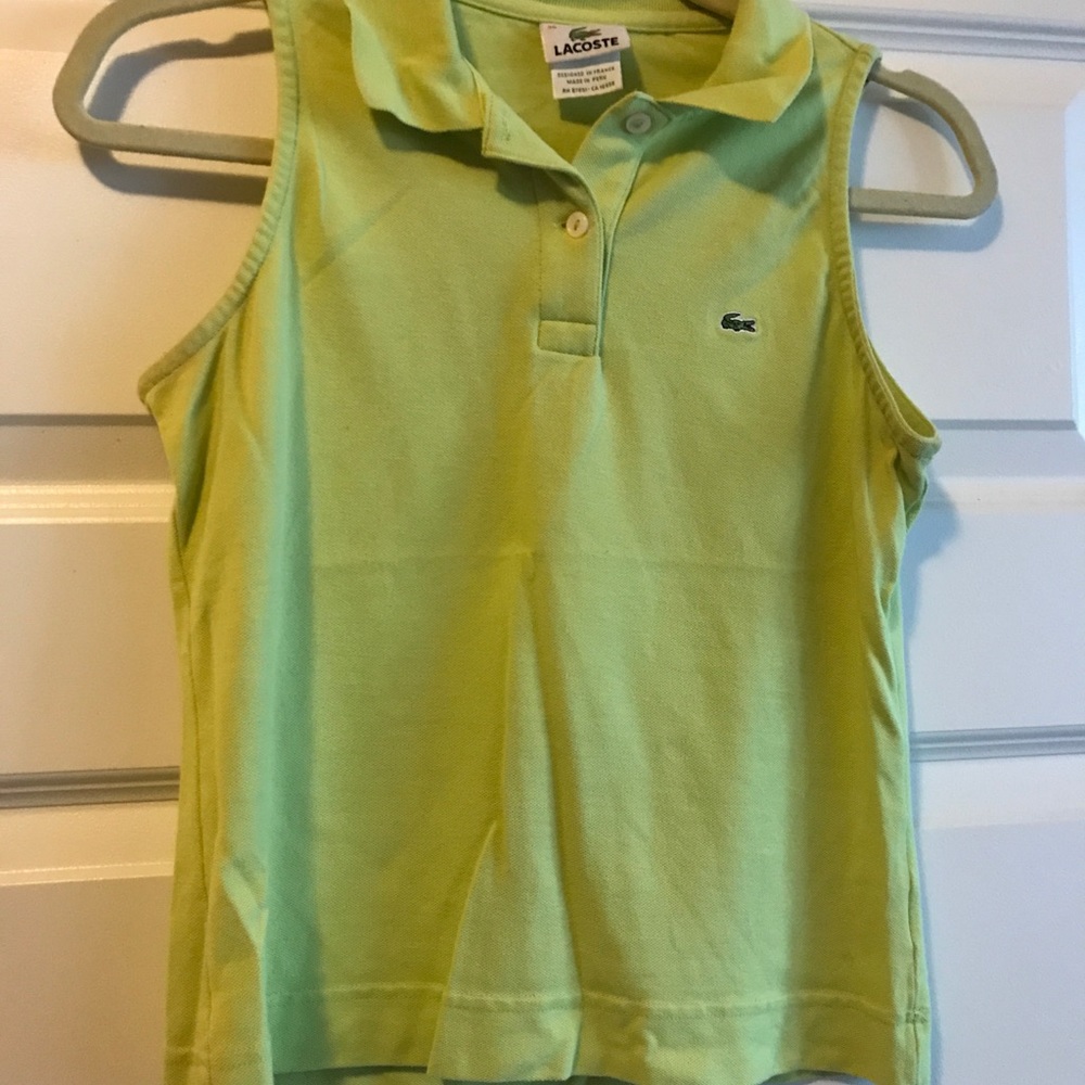 Lacoste Chartreuse Lime Green Collared Sleeveless